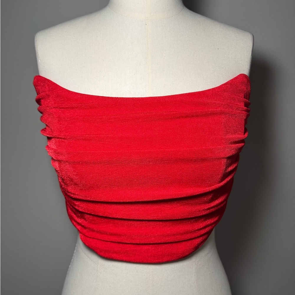 RED BANDEAU CORSET TOP